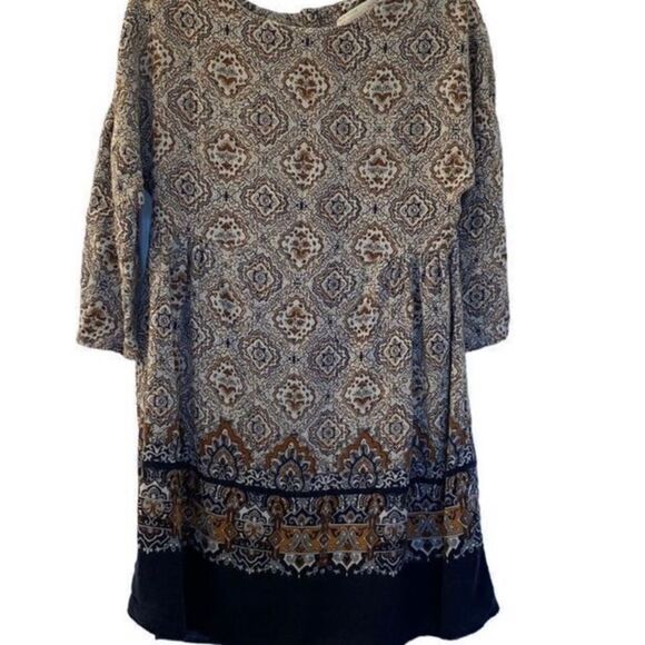 Zara girls long sleeve lined BoHo style dress keyhole back size 6 - Picture 2 of 4